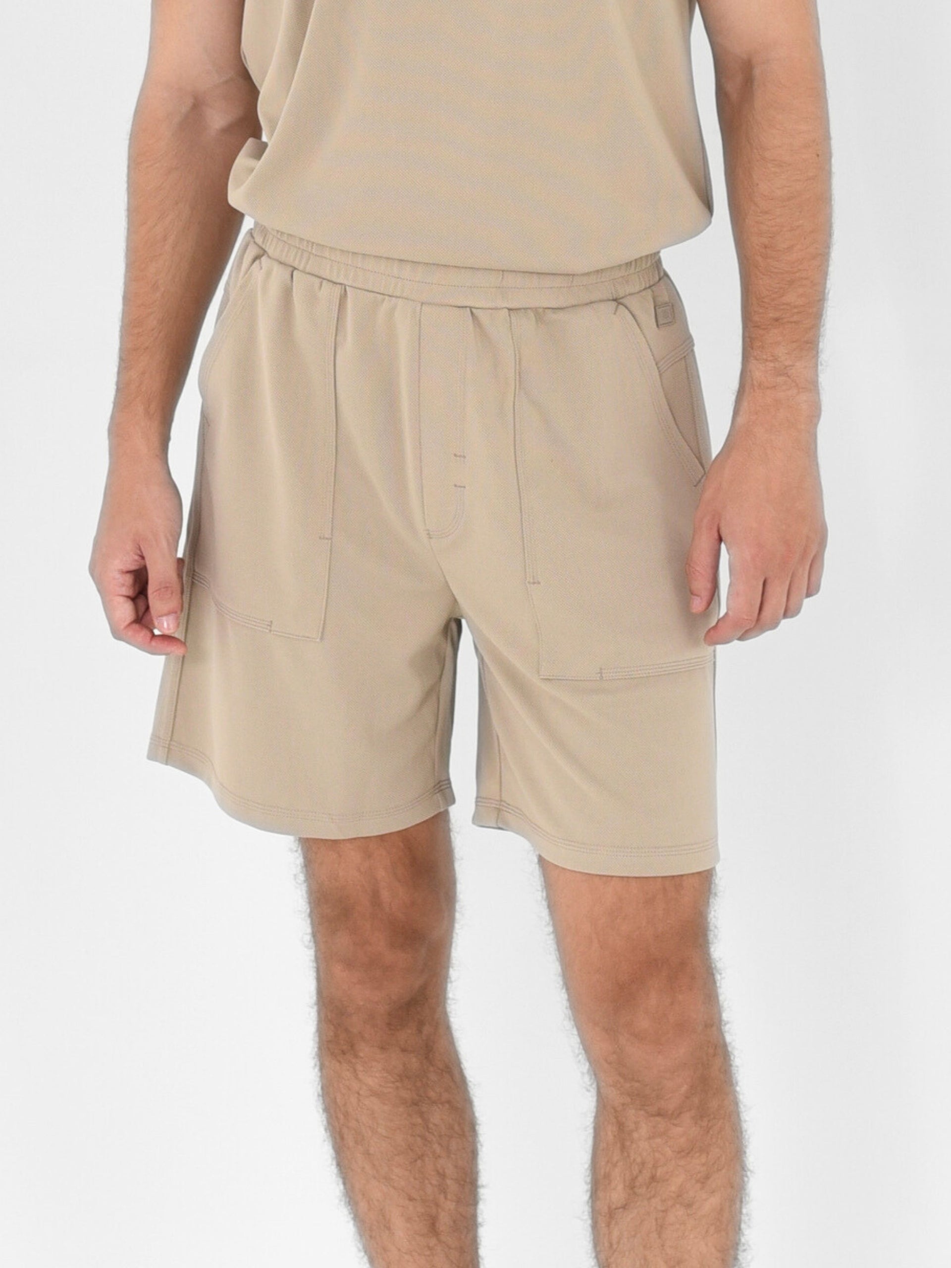Textured Elastics Bermuda Shorts