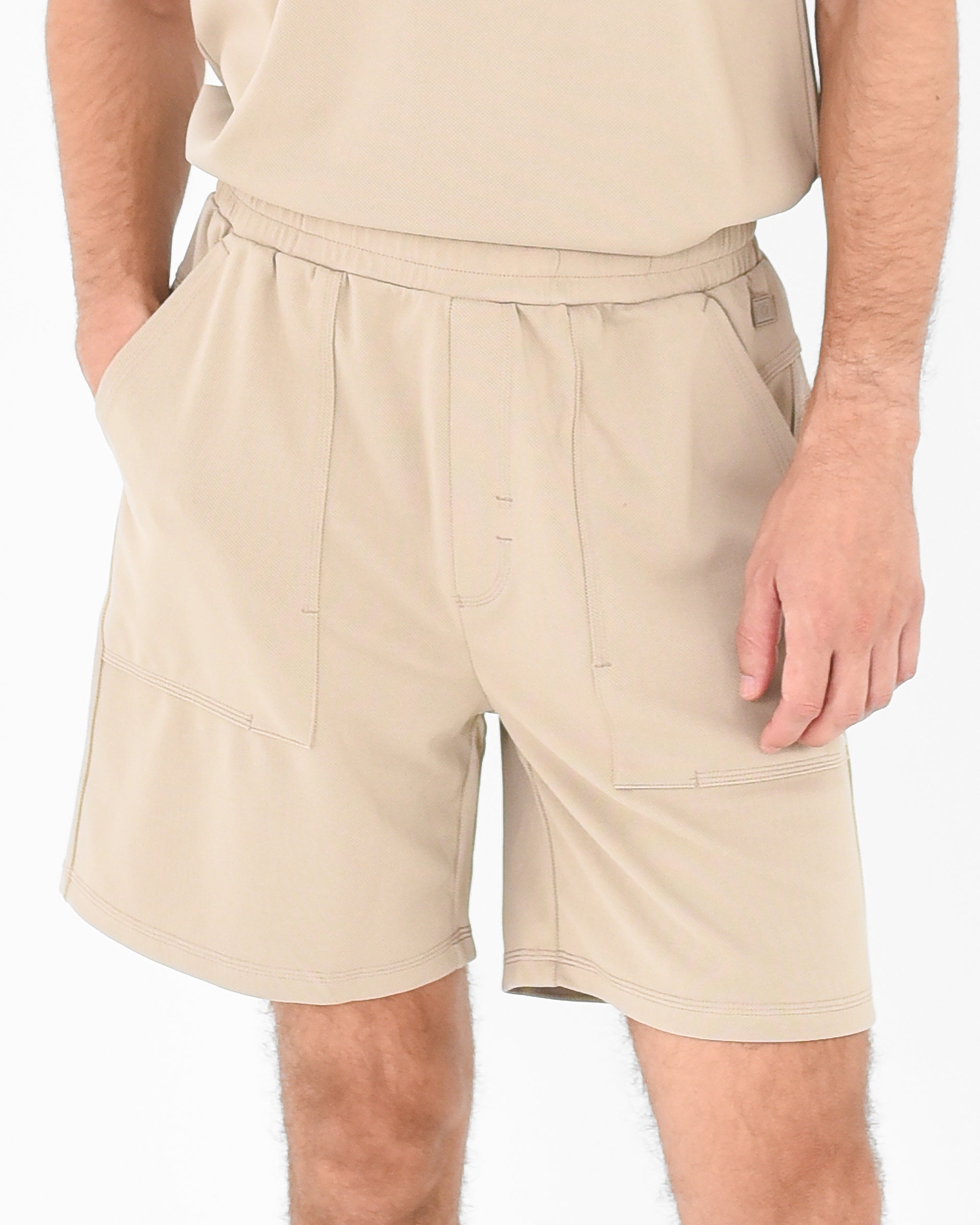Textured Elastics Bermuda Shorts