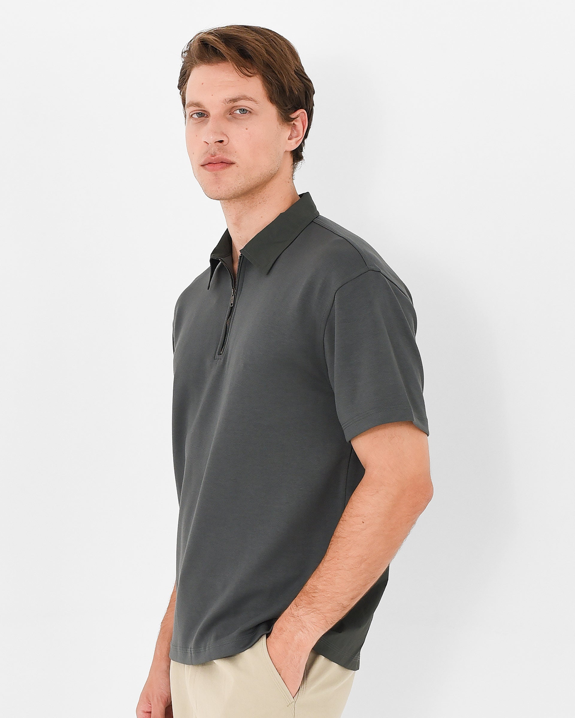 Essential Zip-up Polo