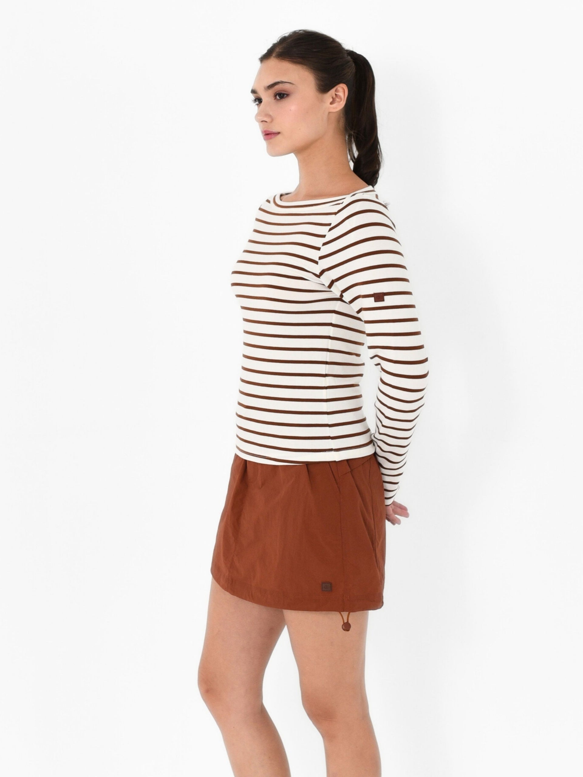Boat-neck Striped Long Sleeve Tee