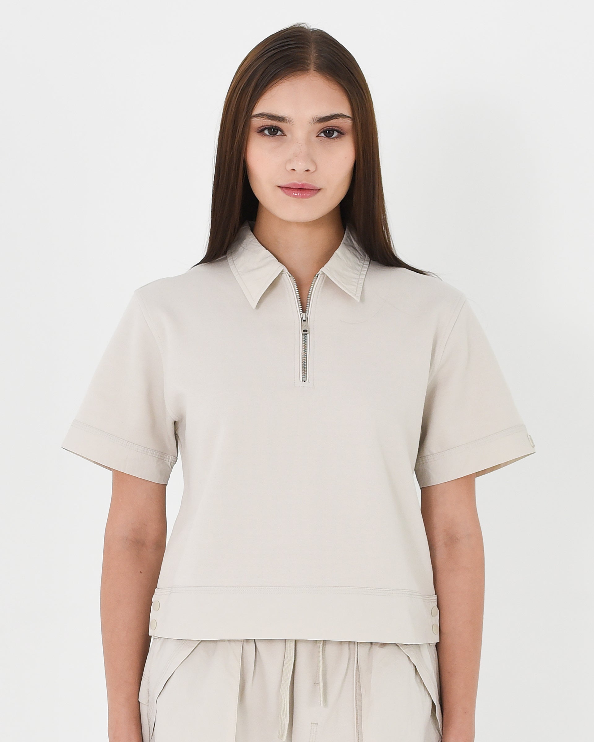 Zip-up Short Sleeve Polo