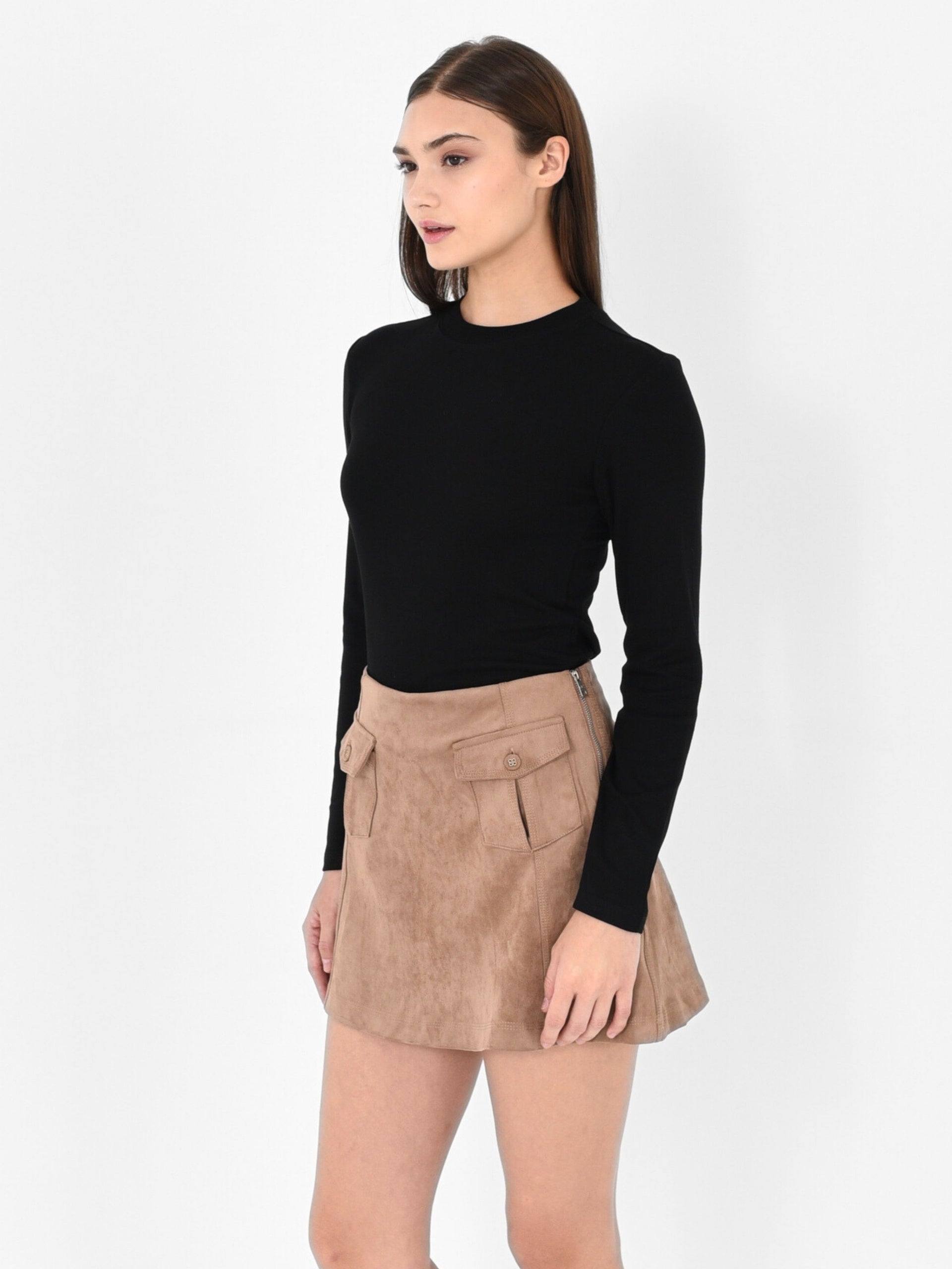 Faux Suede Mini Skirts