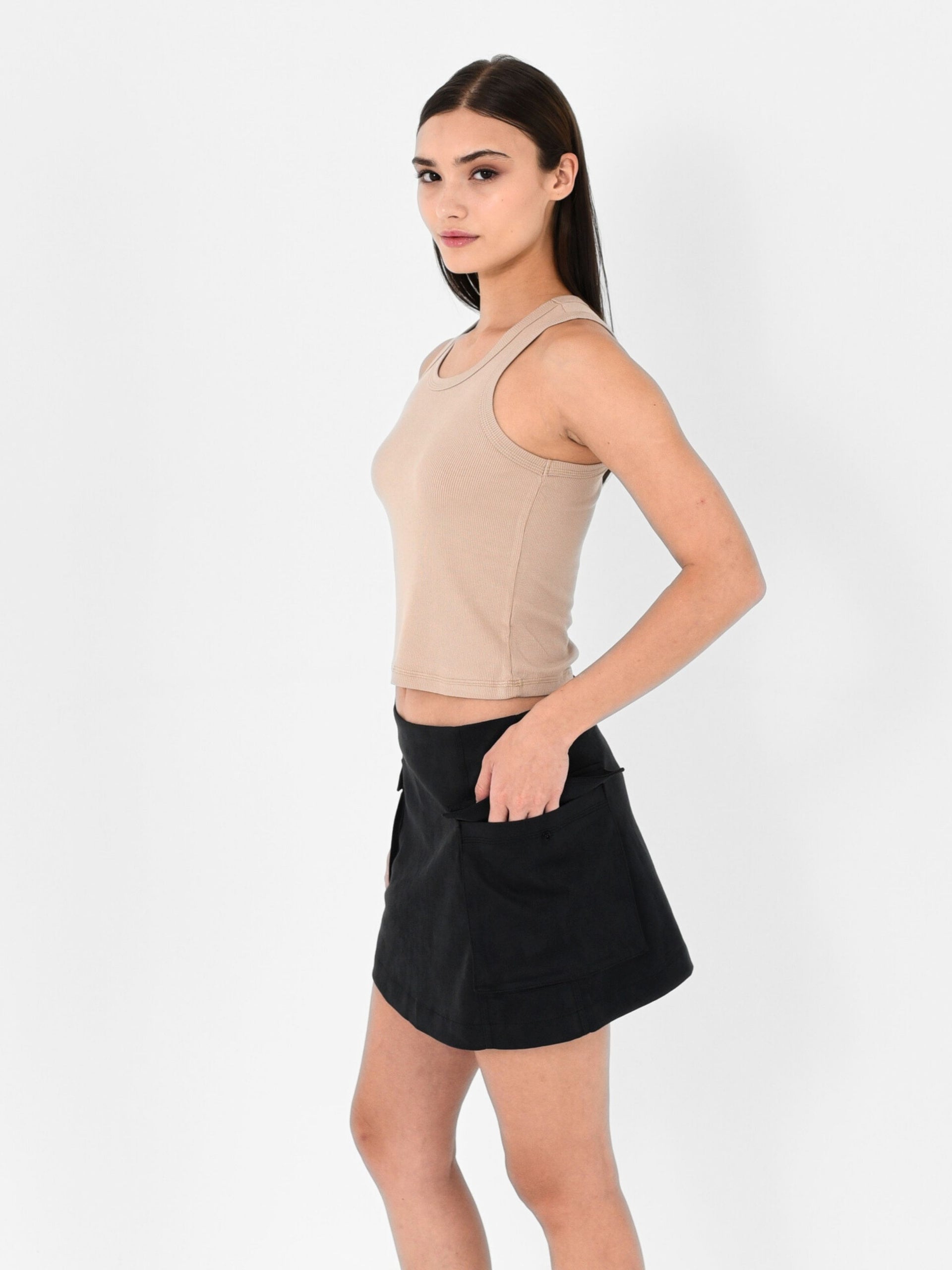 Faux Suede Cargo Skirts